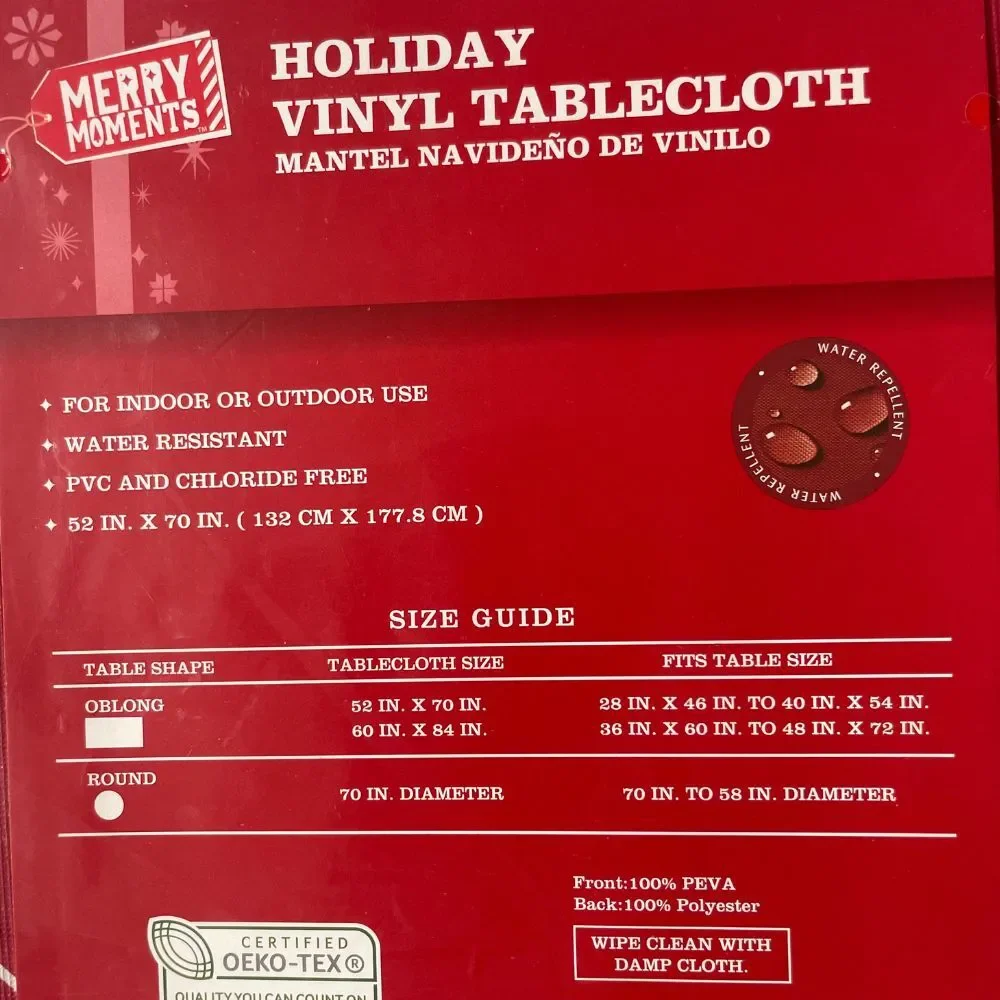 Christmas Vinyl Tablecloth 52 x 70 Red Holiday Decorations In &‎ Outdoor Oblong